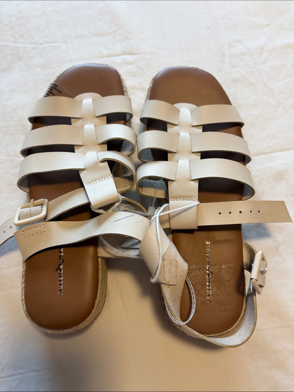 American Eagle Outfitters Cream Multi-Strap Buckle Sandals